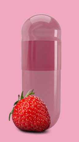 Cápsula dura magenta con fresa al frente